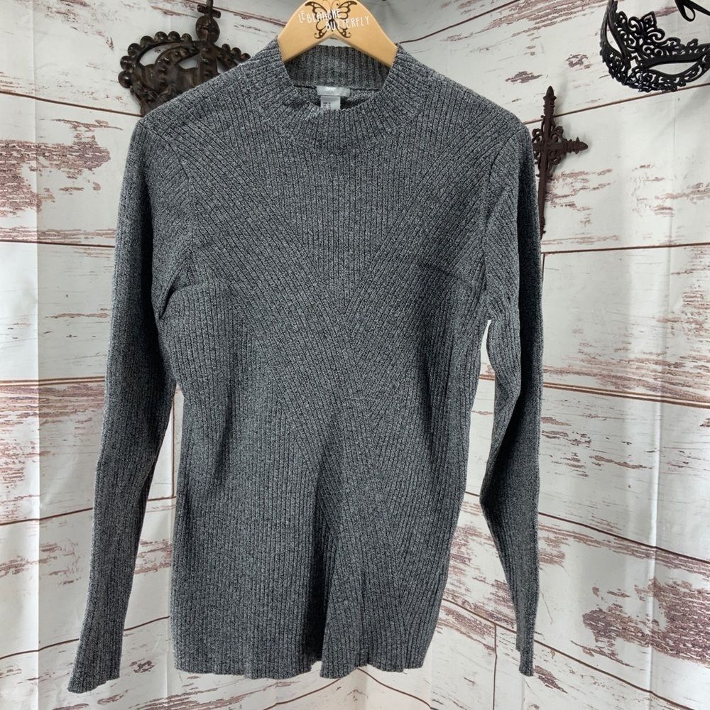 H&M Grey Cabled Mock Turtleneck  Sweater Women  XL